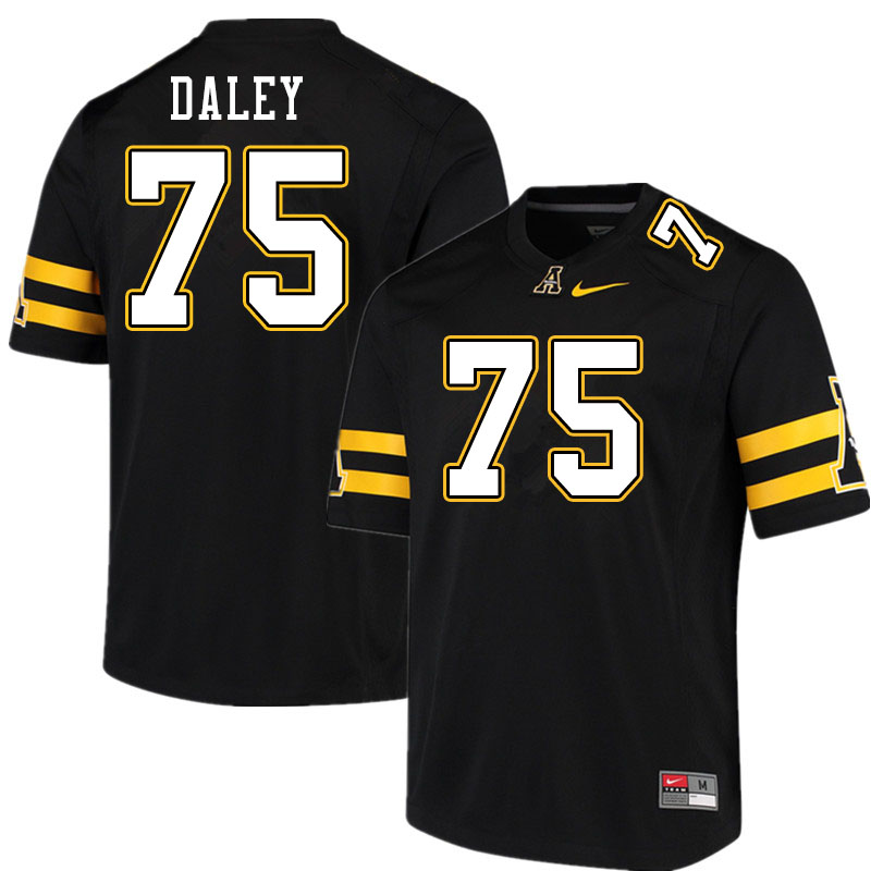 Men #75 Damion Daley Appalachian State Mountaineers College Football Jerseys Sale-Black